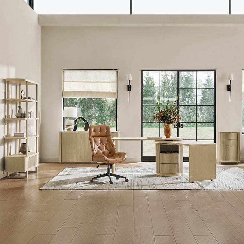 Modern 5-Piece Office Furniture Set with Adjustable Rotating Desk & Ergonomic Swivel Chair - Perfect for Home Office, Small Business & Workspace Setup