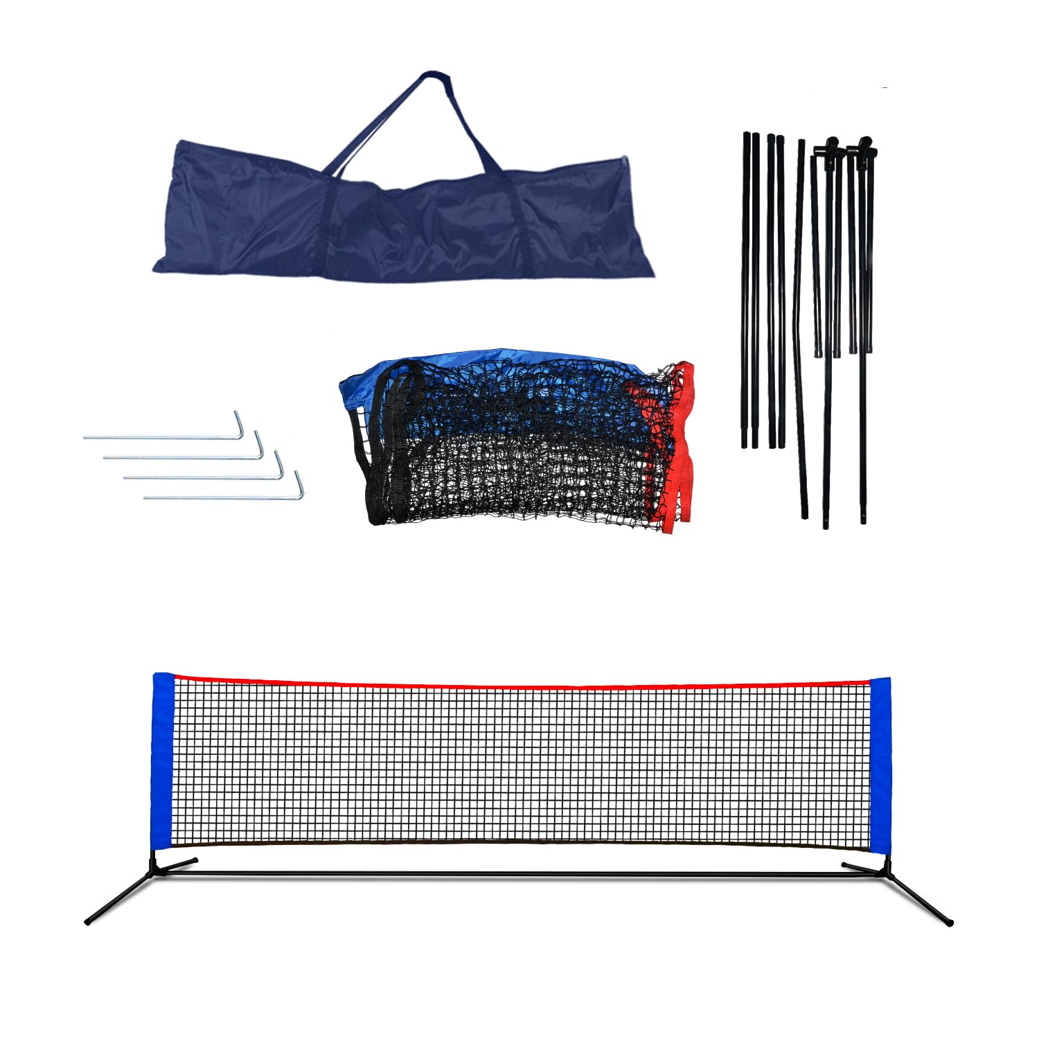 Adjustable Portable Multi-Sport Net for Badminton, Tennis, Volleyball & Pickleball - Durable Black Nylon Training Net for Backyard, Beach & Gym Use