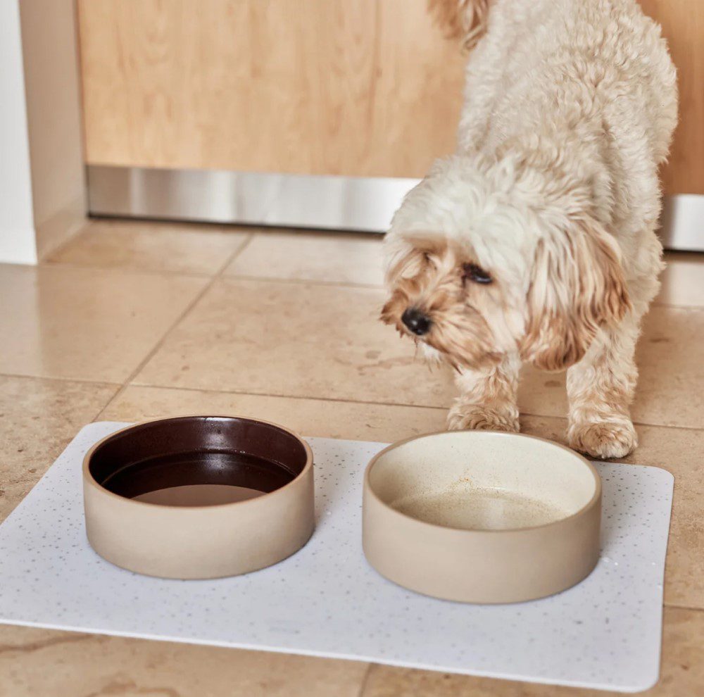 OYOY ZOO Koko Dog Bowl Mat - Non-Slip Pet Feeding Mat for Dogs & Cats, Waterproof & Easy to Clean, Ice Blue - Perfect for Kitchen, Laundry Room or Outdoor Use