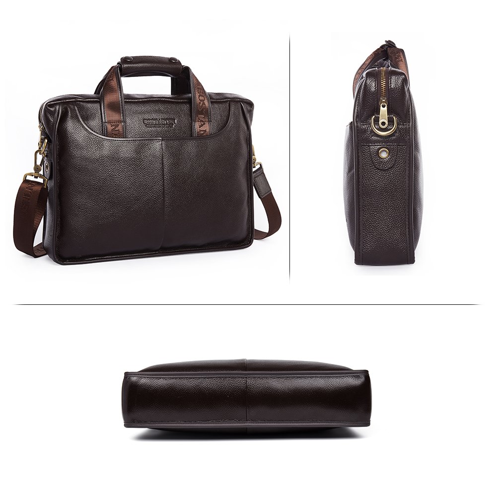 Premium BOSTANTEN Genuine Leather Briefcase for Men - Stylish Messenger Bag for Business, Office & Travel - Durable Laptop Bag with Multiple Pockets for Professionals & Commuters