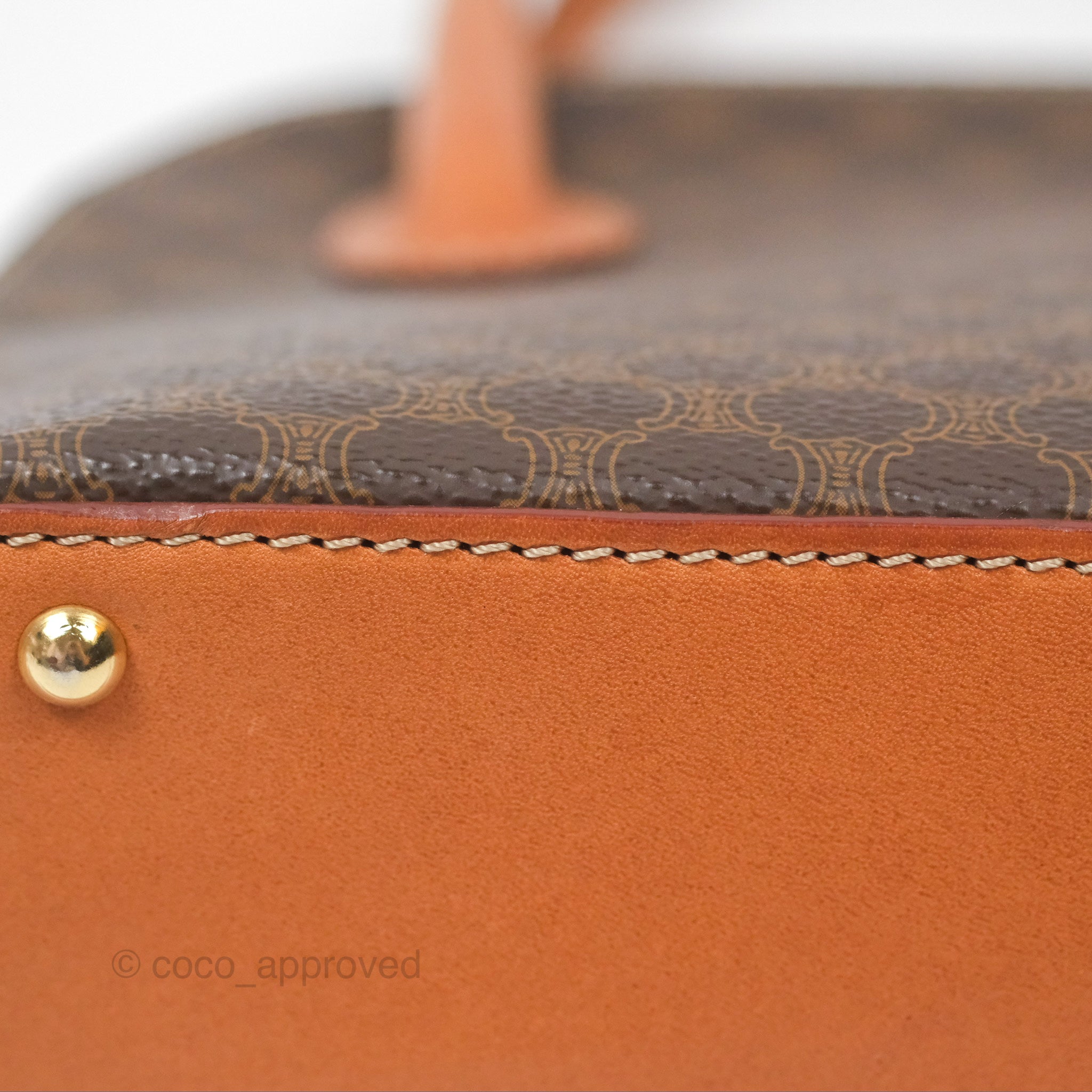 Vintage Celine Macadam Top Handle Handbag in Tan Brown - Perfect for Work, Travel & Everyday Elegance