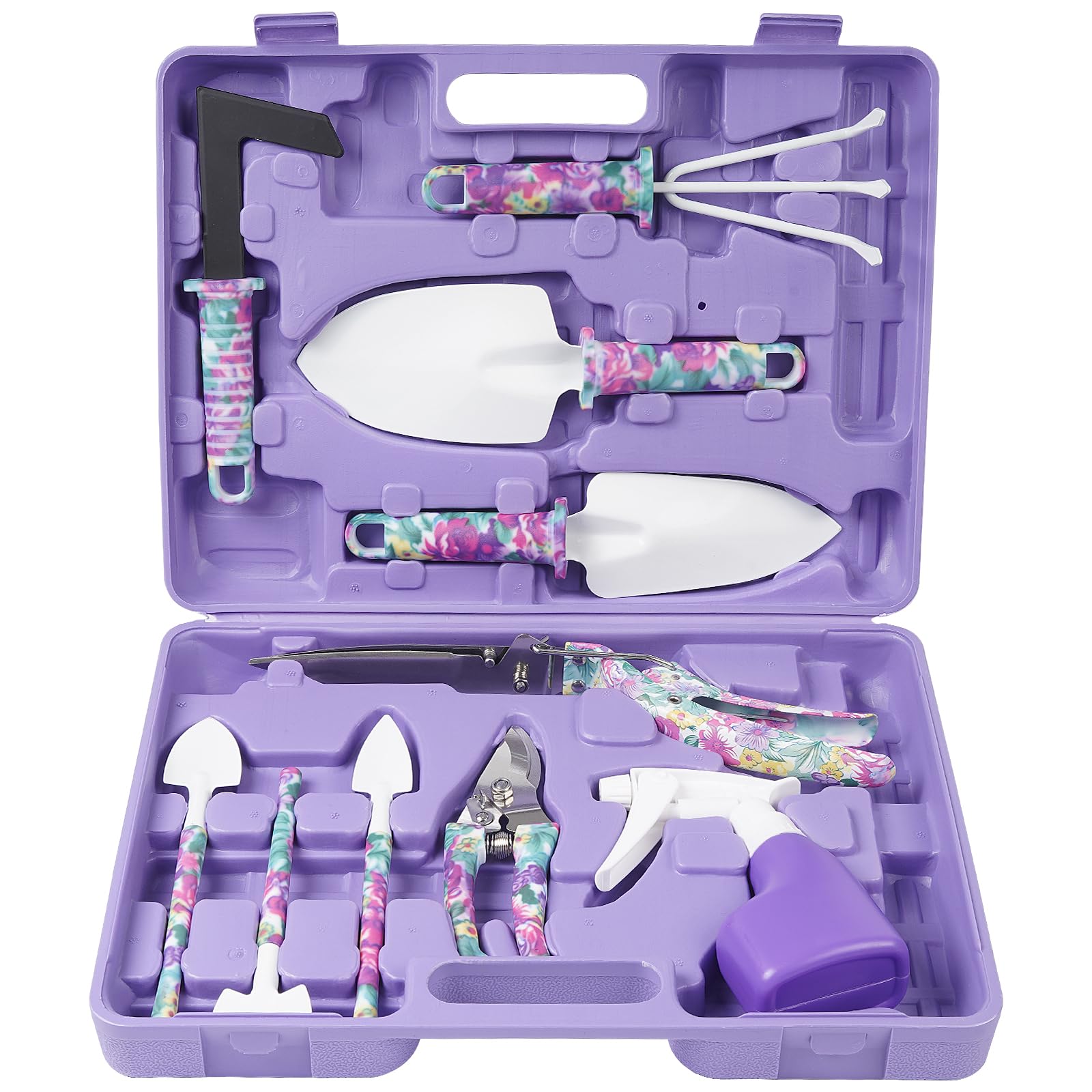 Premium Gardening Tools Set for Women - 10-Piece Purple Hand Tools with Carrying Case - Ideal for Home Gardening, Flower Pots, Trimming & Planting - Perfect Unique Gift for Garden Lovers (Outdoor/Indoor Use)