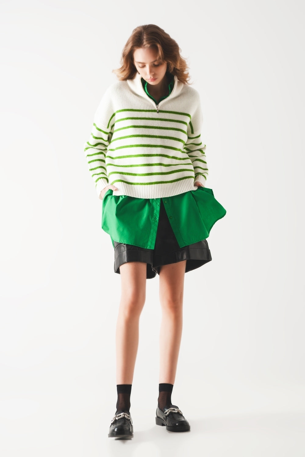 Men's Zip-Up Pullover Hoodie in Green - Casual & Athletic Wear for Outdoor Activities