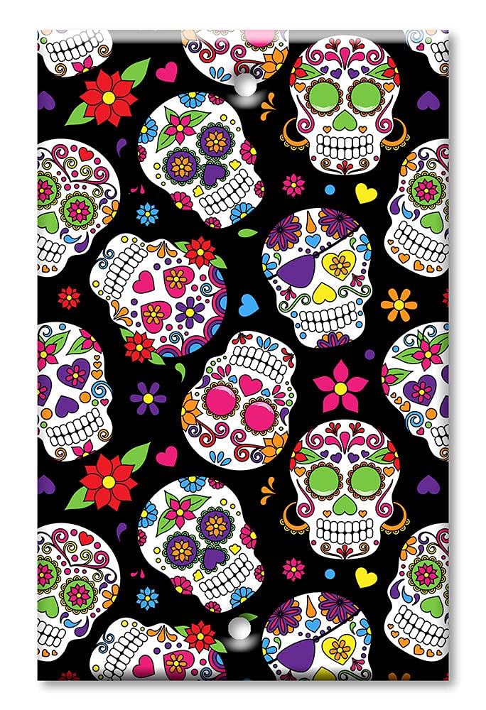Art Plates - One Gang Blank Switch Plate Cover - DotD Skulls - Handcrafted in USA - Perfect for Gothic Home Decor & Halloween Themed Rooms