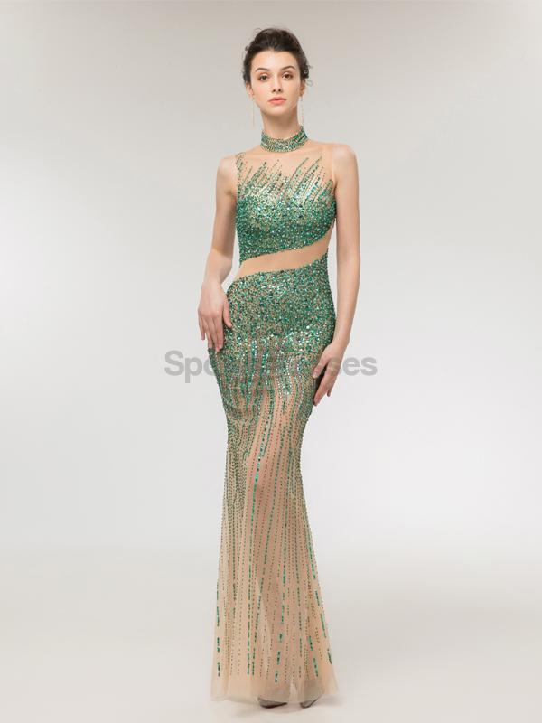 Elegant High Neck Beaded Mermaid Prom Dress for Evening Parties & Formal Events - Perfect for Homecoming, Prom Night & Special Occasions