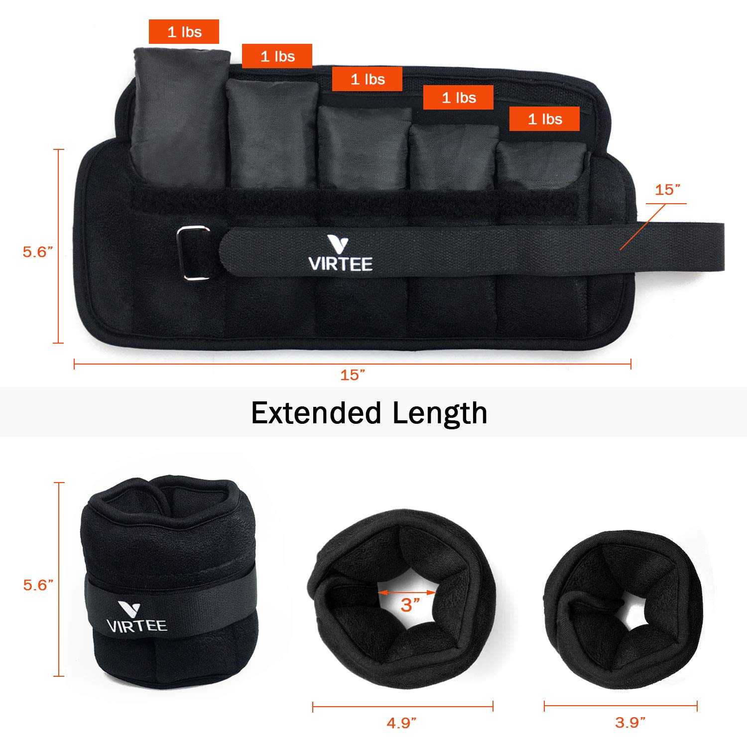 Adjustable Ankle Weights 3/7/10 Lbs Pair - Arm & Leg Weights for Men & Women - Fitness Training, Jogging, Walking, Gymnastics, Aerobics & Physical Therapy - Ideal for Home Workouts, Gym Training & Rehabilitation Exercises