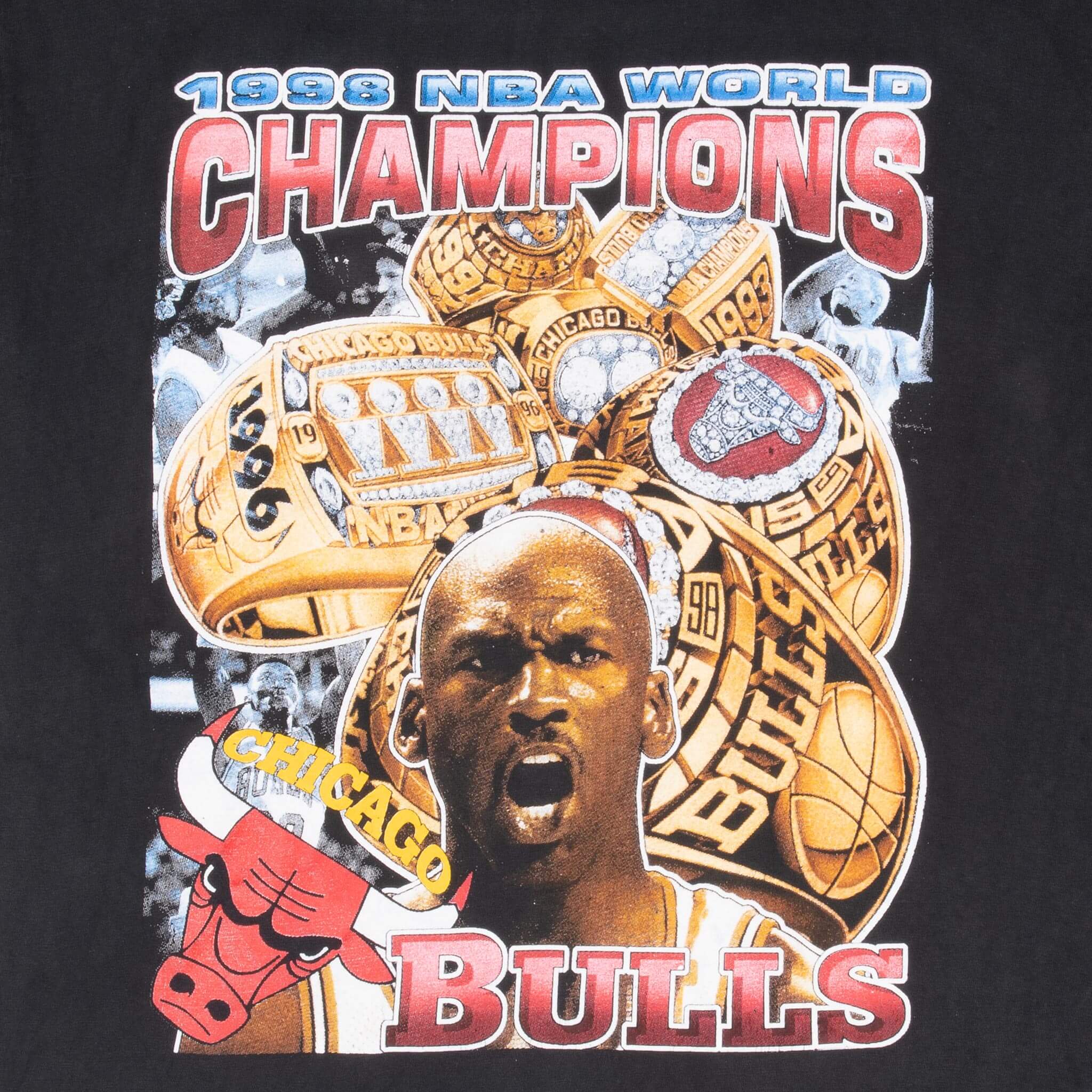 Vintage Chicago Bulls Bootleg Champions Michael Jordan 1998 Retro T-Shirt XL - Perfect for Basketball Fans, Streetwear & 90s Nostalgia Fashion