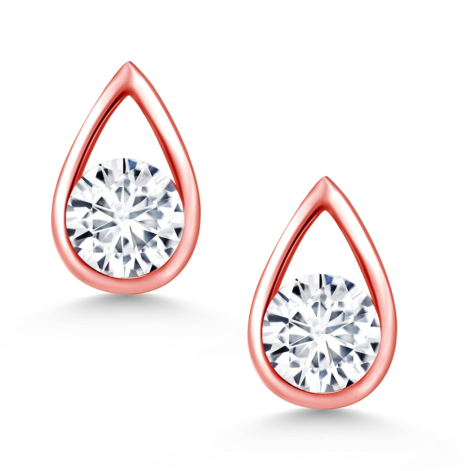 Gem Stone King Teardrop Stud Earrings for Women & Men - 18K Rose Gold Plated Sterling Silver - 5MM Round Cut Birthstone Jewelry - Elegant Gift for Her, Mom, Wife | Perfect for Weddings, Anniversaries & Everyday Wear