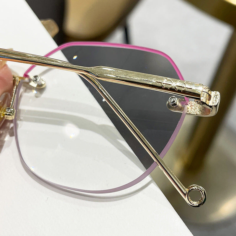 Stylish Women's Frameless Blue Light Blocking Reading Glasses - Diamond Cut Design for Computer Work, Gaming & Screen Time Protection