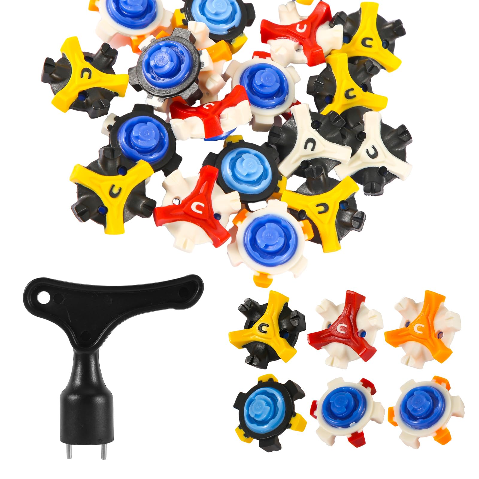20pcs Golf Shoe Spikes with Wrench - Stainless Steel Replacement Cleats for Golf Shoes | Anti-Skid Screw-in Spikes for Men & Women | Perfect for Golfers & Enthusiasts on Wet or Slippery Courses