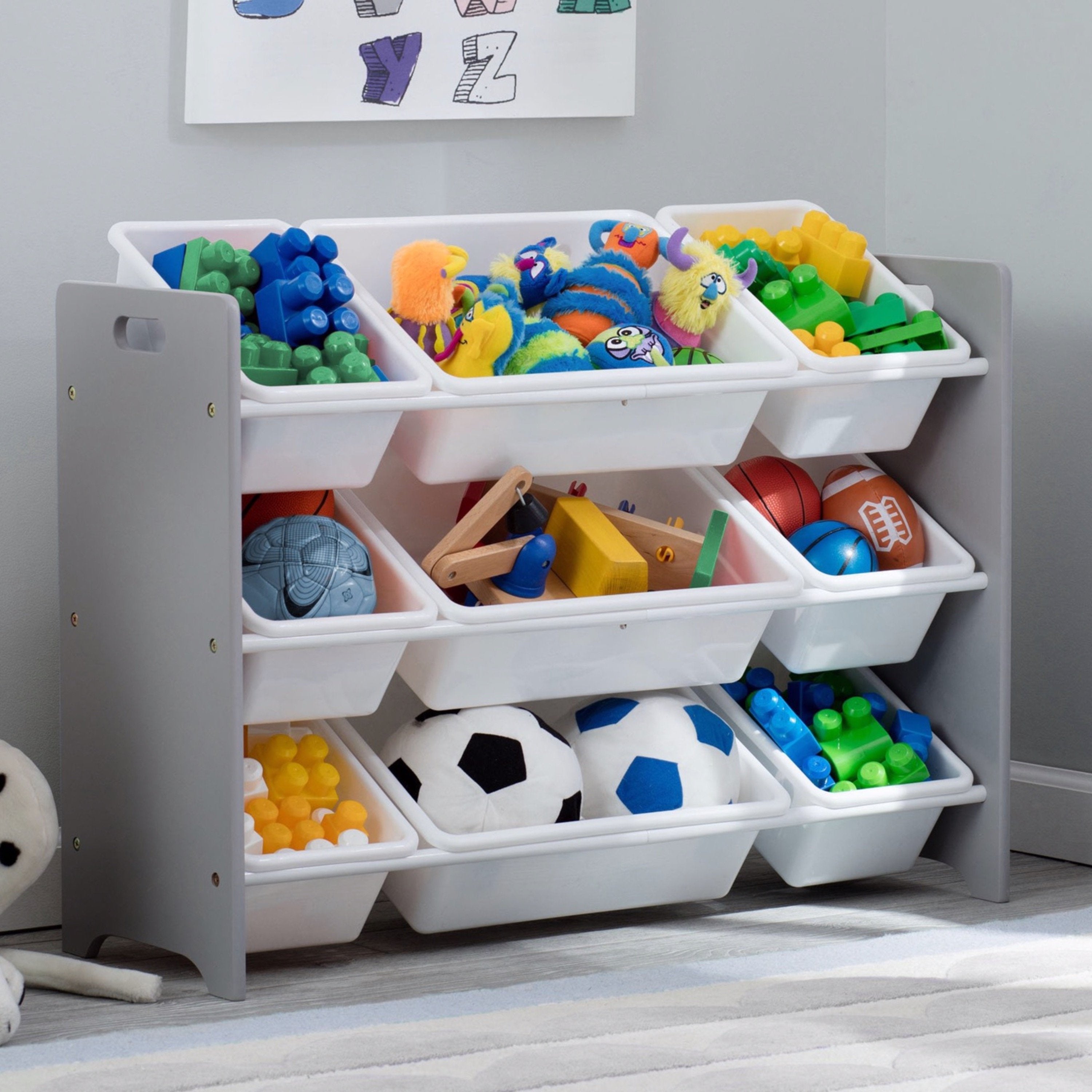 MySize 9 Bin Plastic Toy Organizer - Kids Room Storage Solution for Toys, Books & Crafts - Perfect for Playroom, Bedroom & Classroom Organization