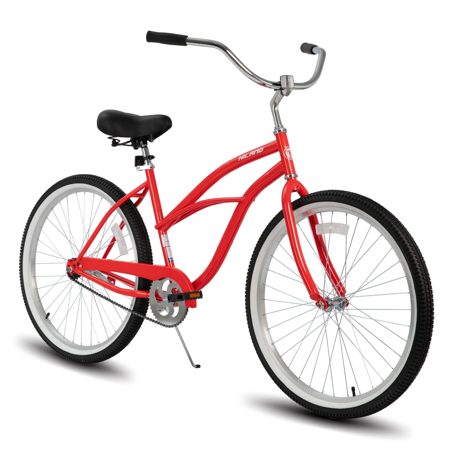 HILAND 26 Inch Women's Beach Cruiser Bike - Single Speed Commuter Bicycle with Rear Coaster Brake, Low Step-Through Frame & Comfortable Dual Spring Seat - Perfect for City Riding, Beach Cruising & Casual Commuting (Women/Men/Adult)