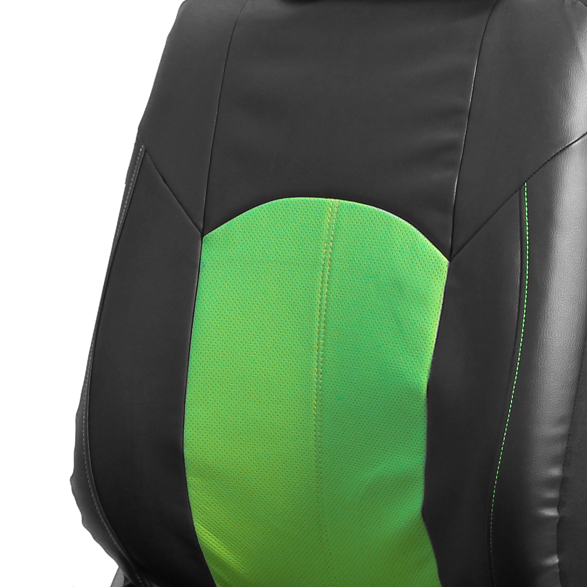Premium Faux Leather Car Seat Covers - Universal Fit for Cars, Trucks & SUVs | Airbag Compatible Split Bench Design | Non-Slip Dash Grip Pad Included | Green & Tan Color Combo | Perfect for Road Trips, Daily Commutes & Vehicle Protection