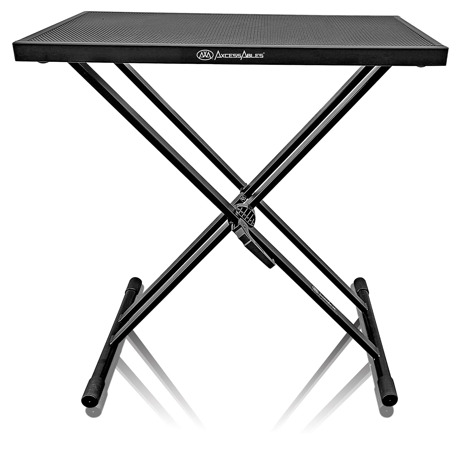 Lightweight 28x16 Portable DJ Table Stand with Double-X Keyboard Support | Adjustable DJ Booth for Laptop, Controller & MIDI Keyboard | Professional Audio Mixer & Synth Stand for Live Performances & Studio Setup