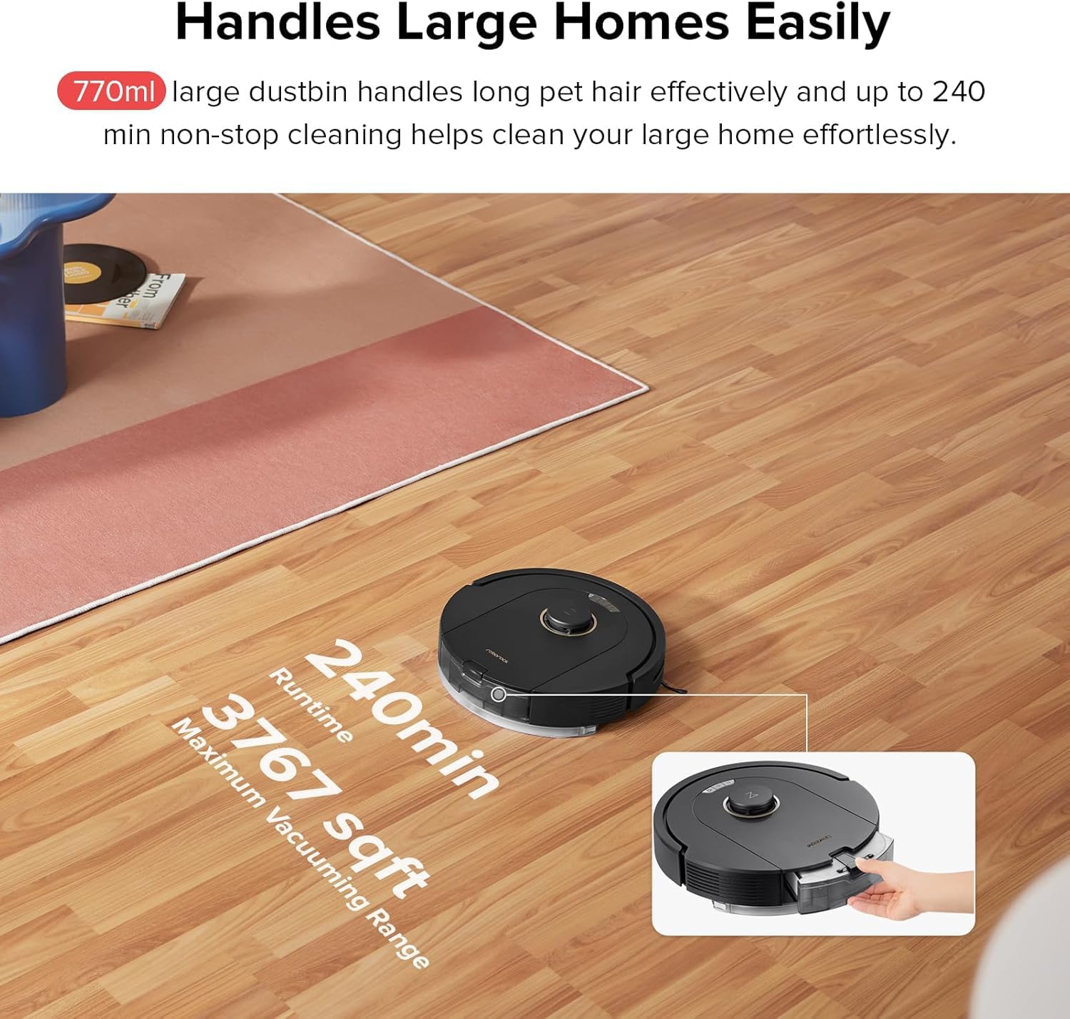 Roborock Q5 Pro Robot Vacuum and Mop Combo with Official Floor Cleaning Solution - Smart Cleaning for Hardwood, Tile & Hard Floors | Perfect for Pet Hair, Dust & Daily Home Maintenance