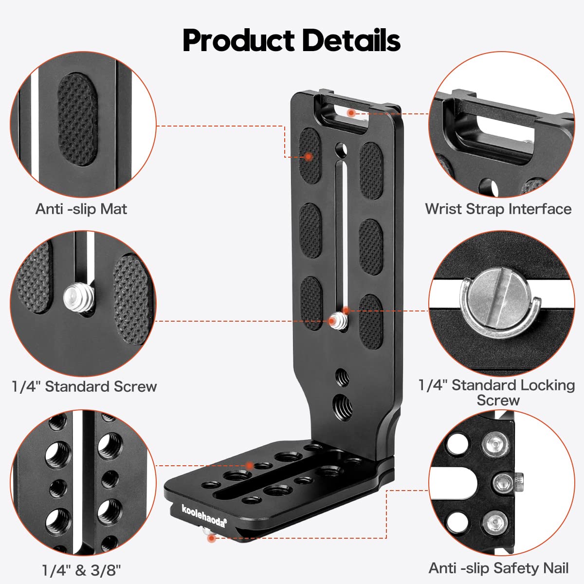 Koolehaoda L-Shaped Camera Bracket - Quick Release Vertical Video Shooting Plate with Arca Swiss Compatibility for DSLR Cameras - Perfect for Tripod Heads, Ballheads & Vlogging Setups