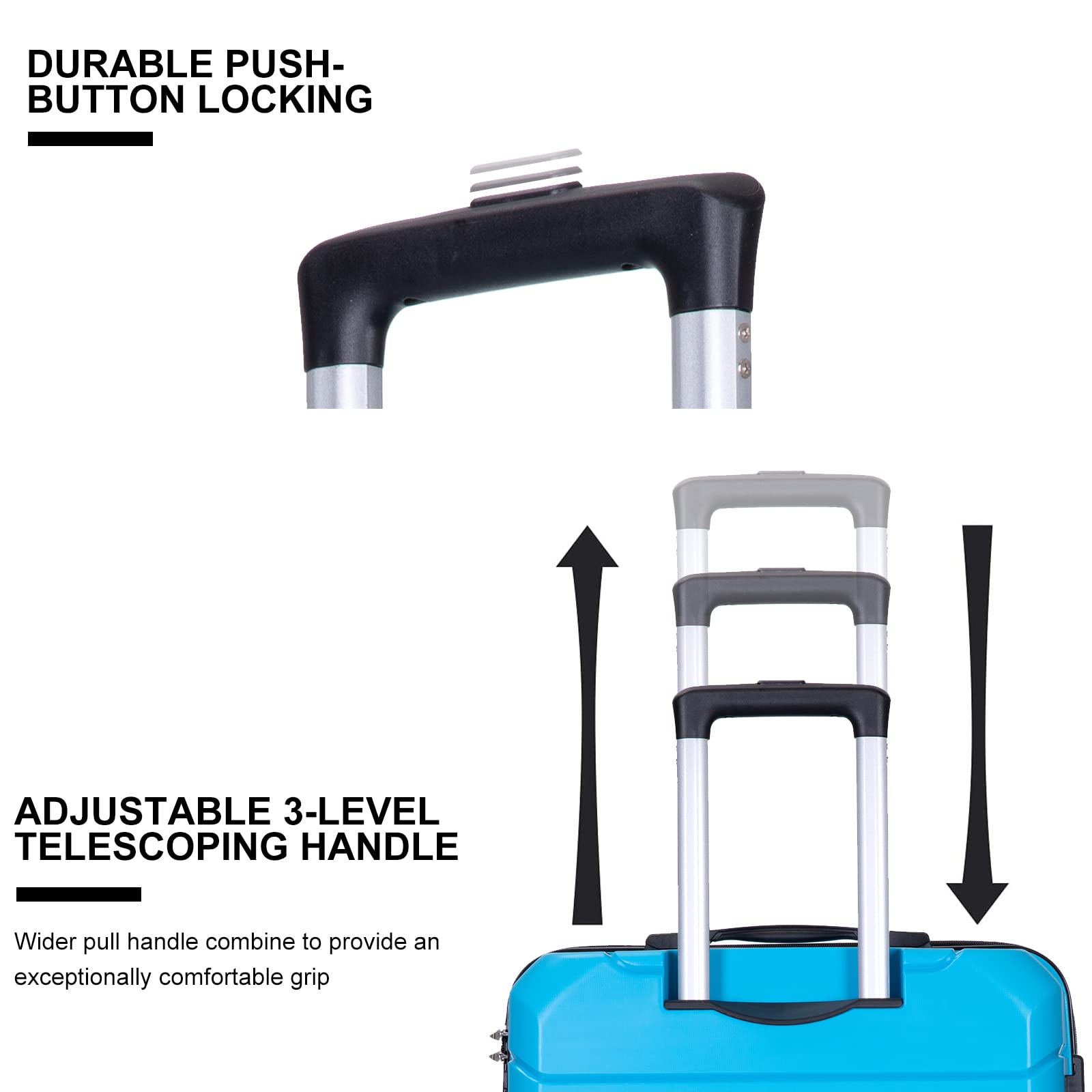 Travelhouse 3-Piece Hardside Spinner Luggage Set - Lightweight PP Suitcase with TSA Lock for Business & Vacation Travel (Light Blue) | Perfect for International Flights, Weekend Getaways & Business Trips