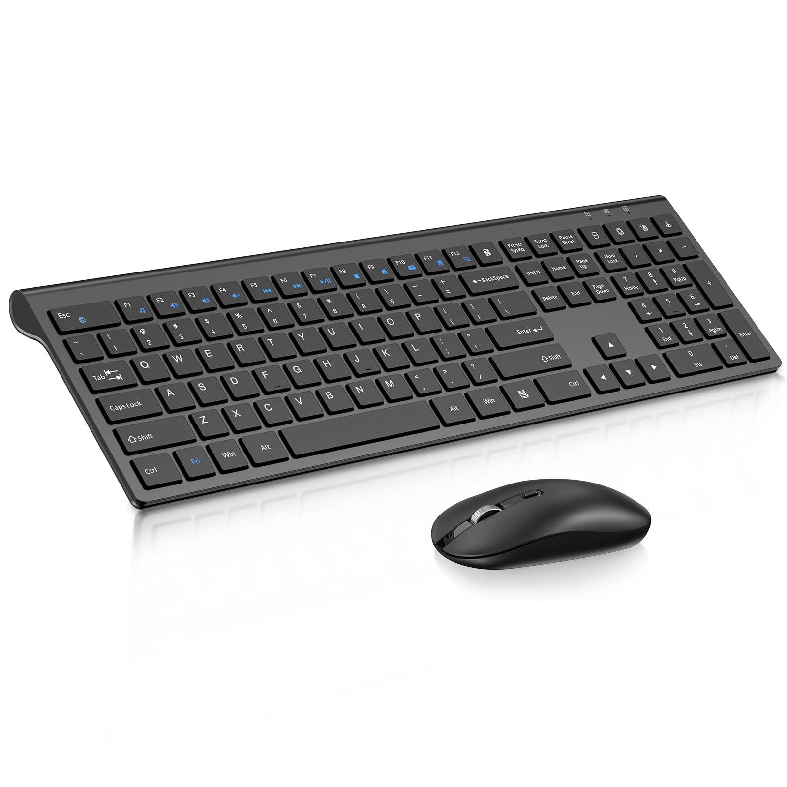 Cimetech Wireless Keyboard and Mouse Combo - 2.4G USB Full-Size Ergonomic Wireless Keyboard with Adjustable Mouse for PC, Laptop, Mac, Windows (Black) - Perfect for Office Work, Gaming & Home Computing