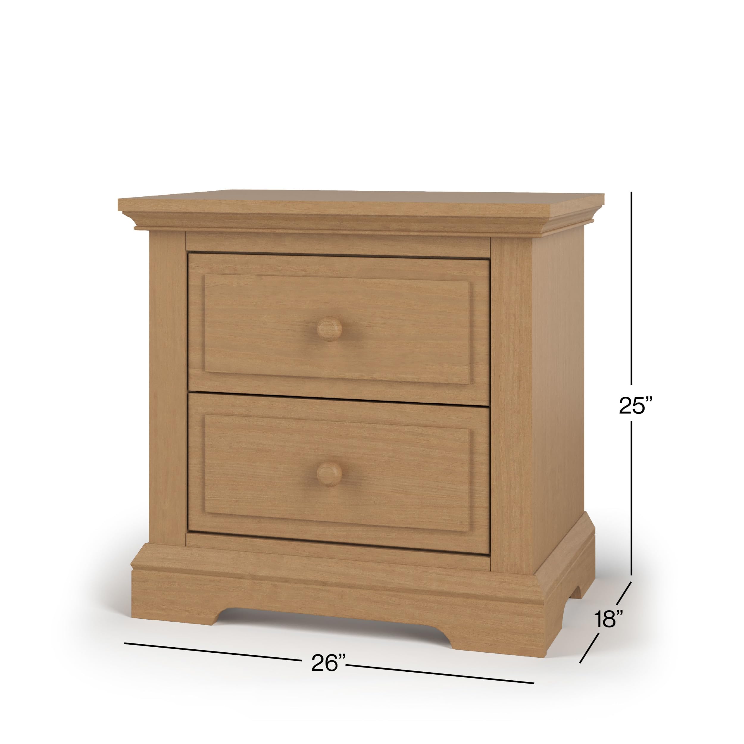Child Craft Jordyn 2-Drawer Nightstand - Sturdy Pinewood Nursery & Bedroom Side Table with Large Storage Drawers, Non-Toxic Baby-Safe Finish (Biscotti) - Perfect for Baby Rooms, Kids' Bedrooms & Guest Rooms