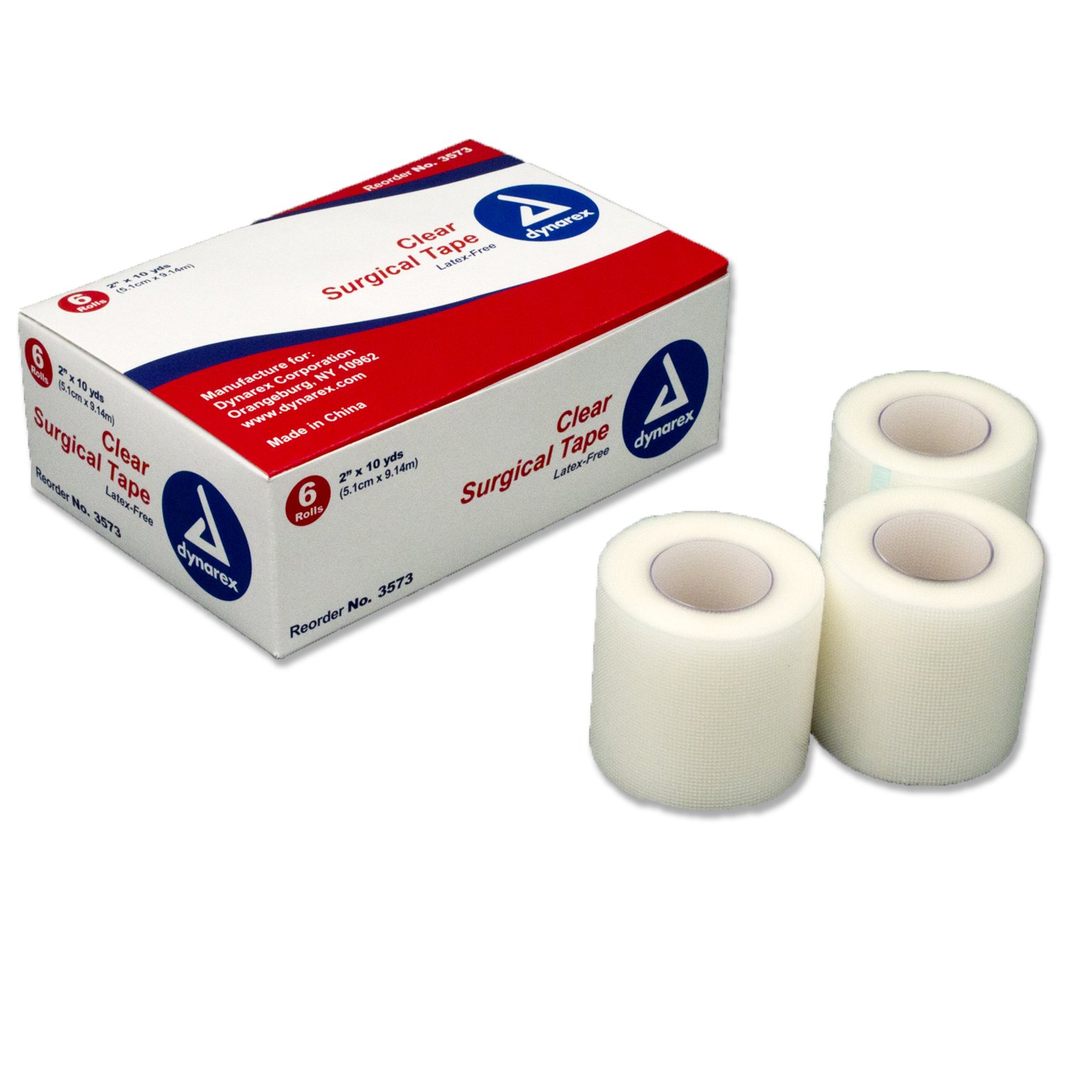 Dynarex Transparent Surgical Tape 2 Inch x 10 Yards - 12 Rolls | Medical Grade Adhesive Bandage for Wound Care, First Aid Kits & Sports Injuries