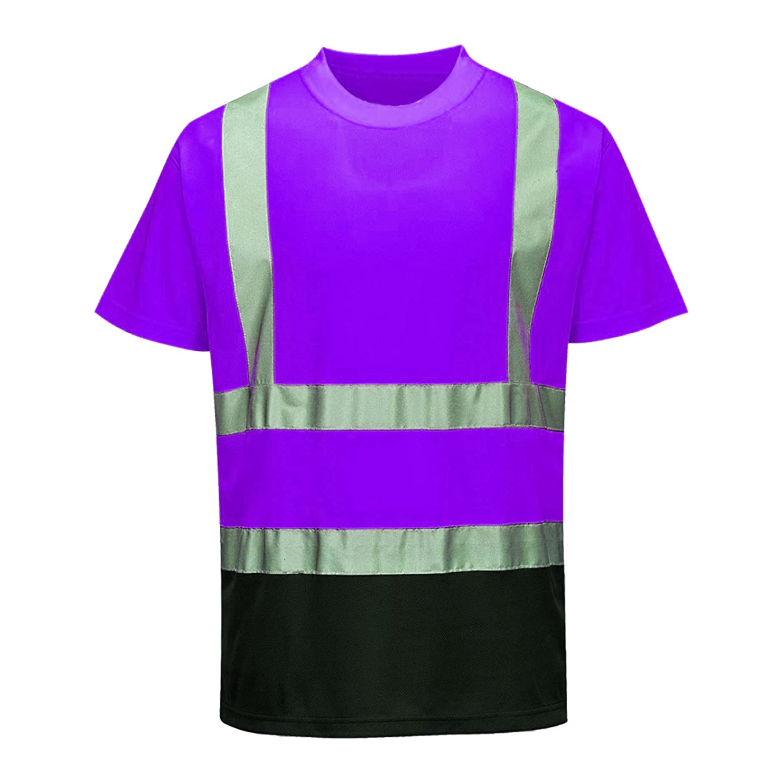 High Visibility Reflective Safety T-Shirts for Men & Women - Short Sleeve Construction Work Shirts with Black Bottom | Ideal for Road Work, Night Running & Outdoor Safety