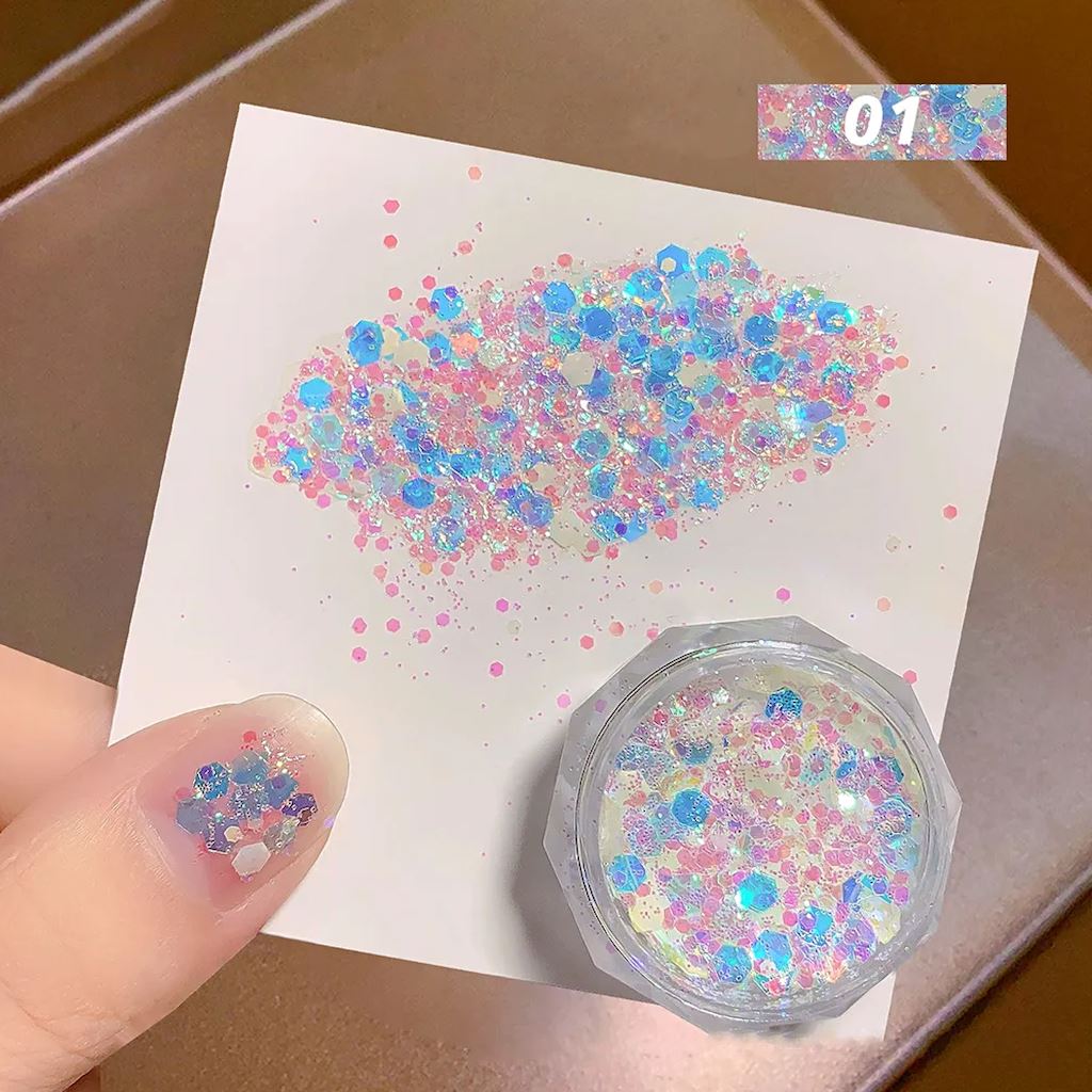 Aurora Multicolor Laser Glitter Jar - 1oz Premium Cosmetic Glitter for Nails, Face, Body Art & DIY Crafts - Perfect for Parties, Festivals, and Makeup Looks