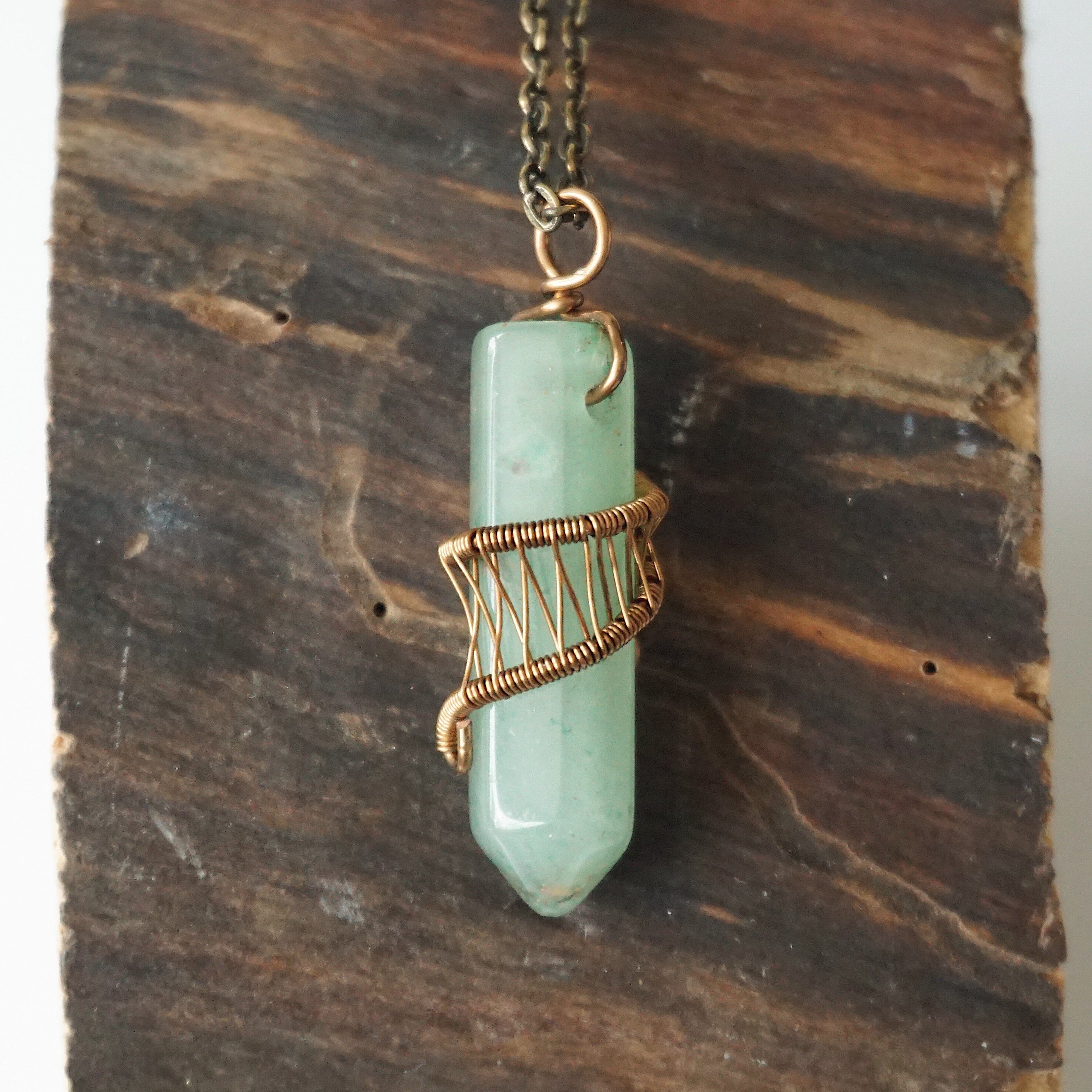 Natural Green Aventurine Antique Bronze Crystal Pendant Necklace - Hexagonal Charm Necklace for Women | Spiritual Healing Jewelry, Boho Chic Accessory, Gift for Her | Perfect for Meditation, Yoga & Energy Balancing