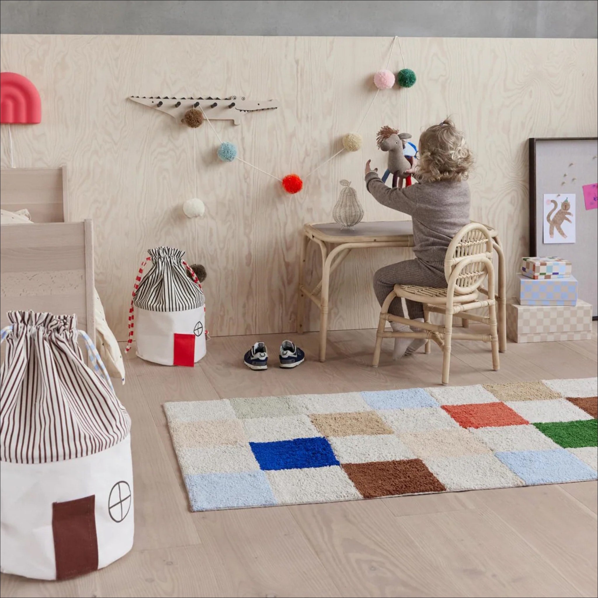 OYOY Large Chess Rug - 168cm Multi-Color Play Mat for Kids & Adults - Perfect for Game Rooms, Living Rooms, and Educational Spaces