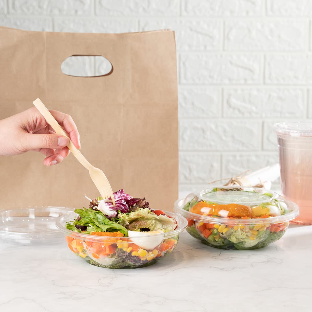 Restaurantware Thermo Tek 24oz Disposable Salad Bowls - 500 Pack Round Deli Containers | Crack & Leak Resistant, Sustainable Clear Plastic Food Storage Bowls for Cold Foods (Lids Sold Separately) | Perfect for Restaurants, Catering, Meal Prep & Takeout