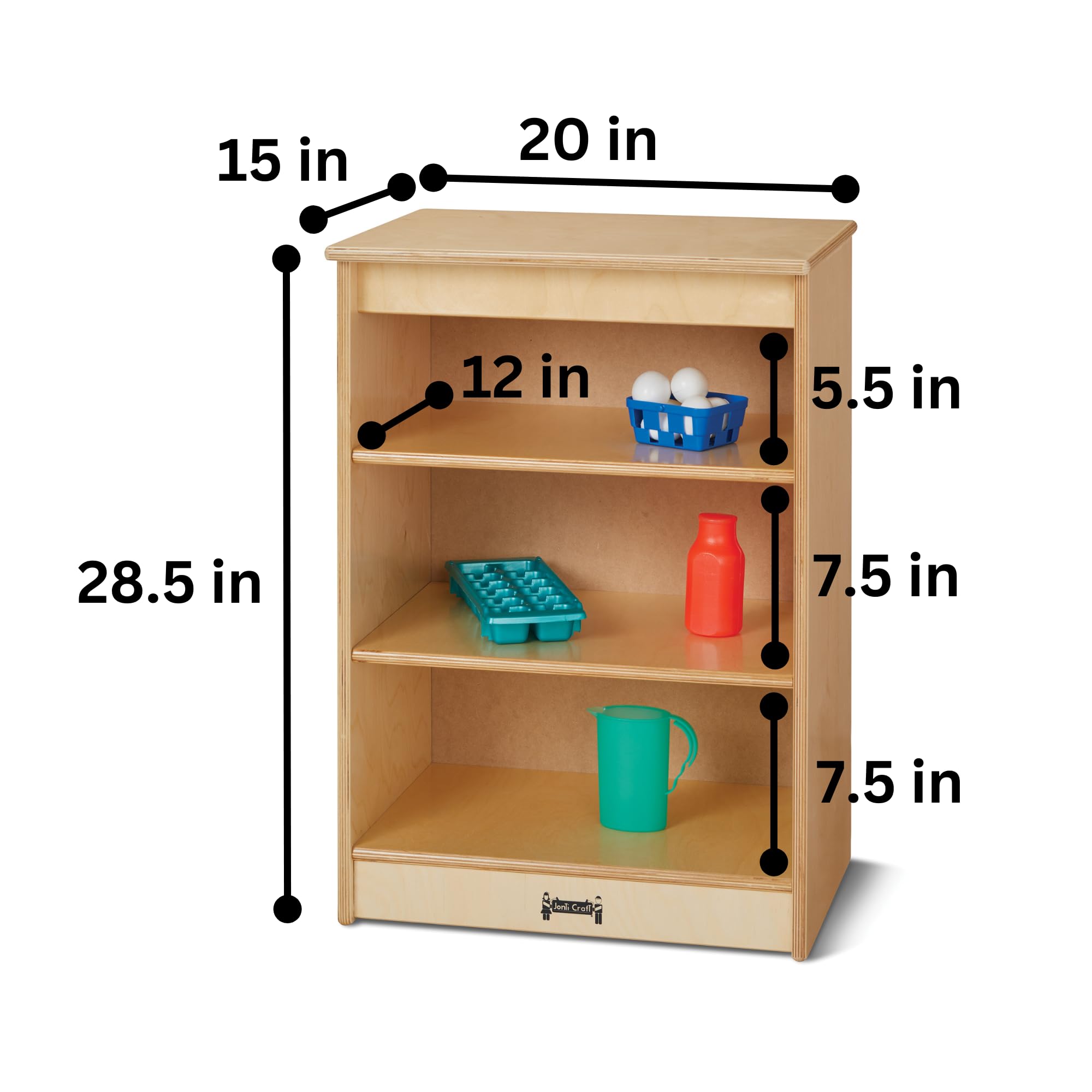 Jonti-Craft 2430JC Wooden Toddler Play Kitchen Refrigerator - Pretend Play Toy for Kids, Montessori Learning & Daycare Classroom Use