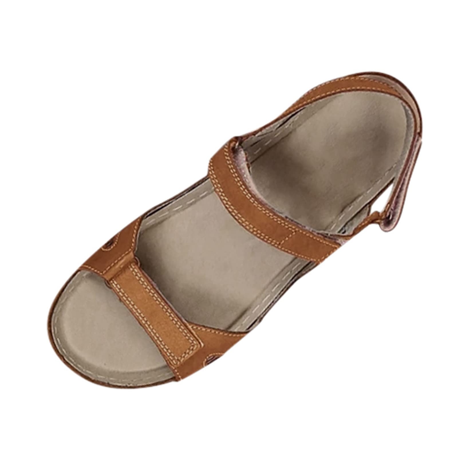 Women's Orthopedic Sandals with Arch Support - Comfortable Orthotic Walking Sandals for Plantar Fasciitis Relief | Fashionable Open-Toe Ankle Strap Dressy Flat Sandals for Summer (Brown, Size 10) - Perfect for Casual Outings, Beach Walks & Travel