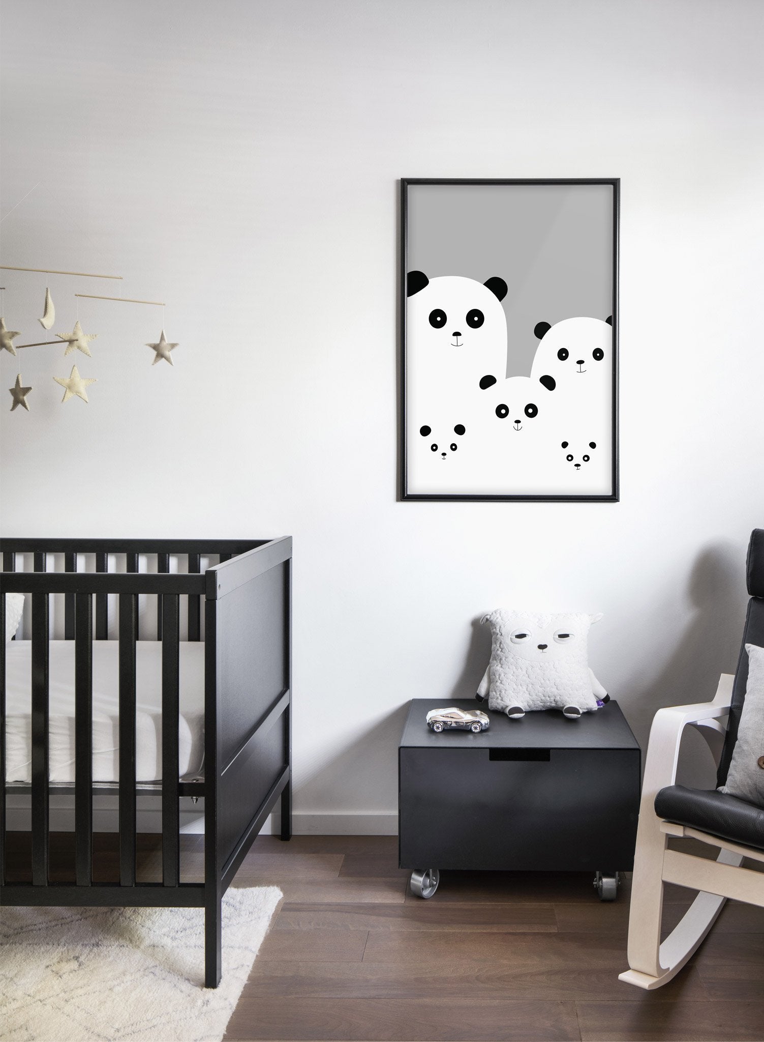 Panda Family in Black Wall Art Poster - Perfect for Home Decor, Nursery, Office & Gifts