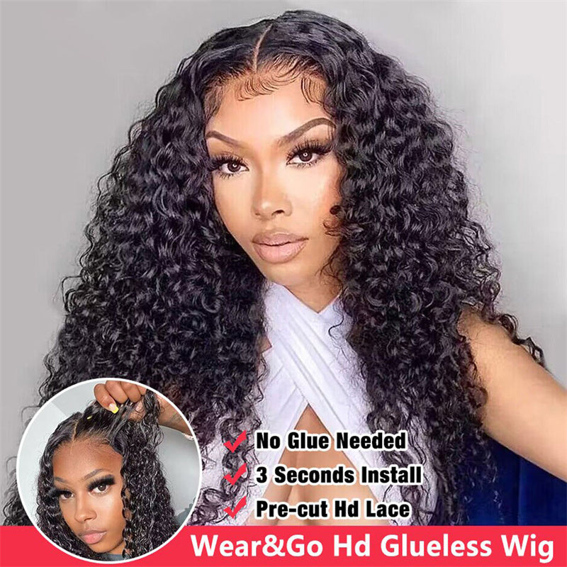 Eullair Wear Go Glueless Wig - Water Wave 6x4 5x5 HD Lace Closure Human Hair Wigs for Women | Pre-Cut Lace, Natural Hairline & Beginner Friendly | Perfect for Daily Wear, Parties & Special Occasions