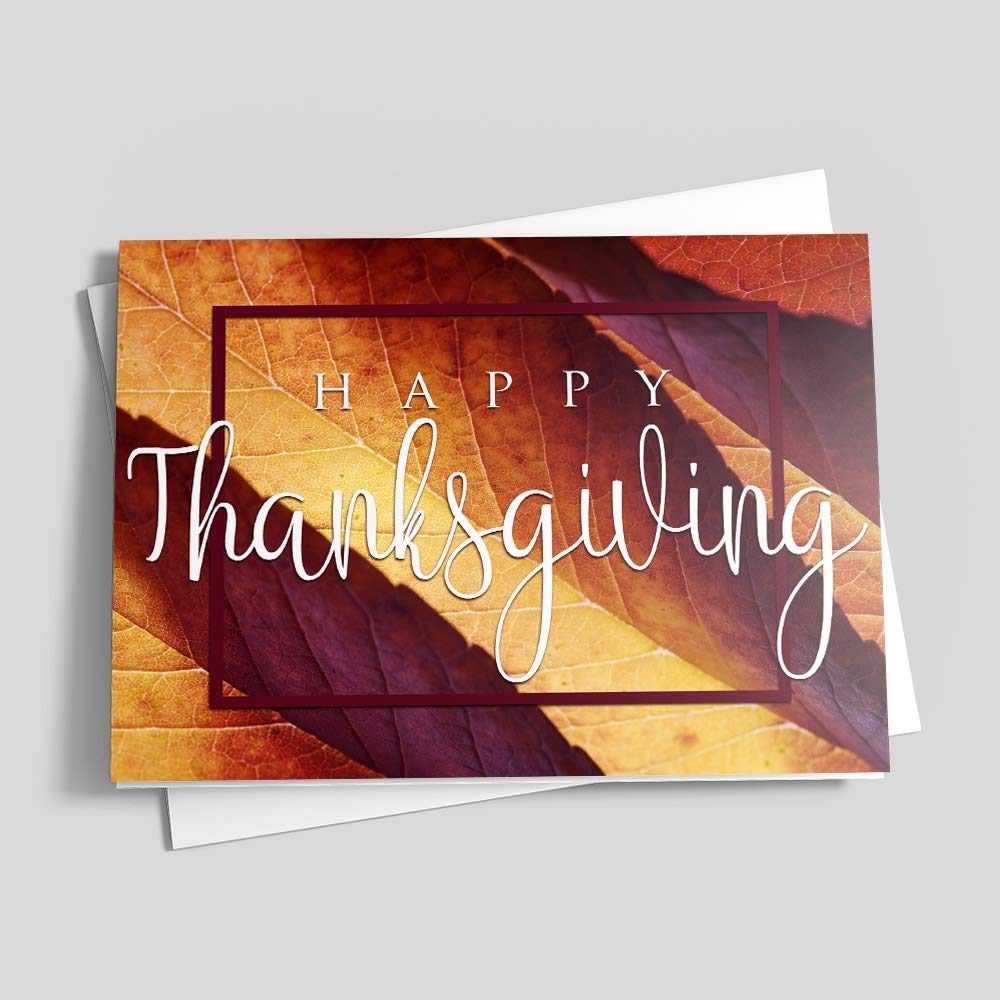 Shades of Autumn - 25 Premium Thanksgiving Greeting Cards with Custom Messages & Envelopes | Printed in USA | Perfect for Family Gatherings, Office Parties & Holiday Greetings