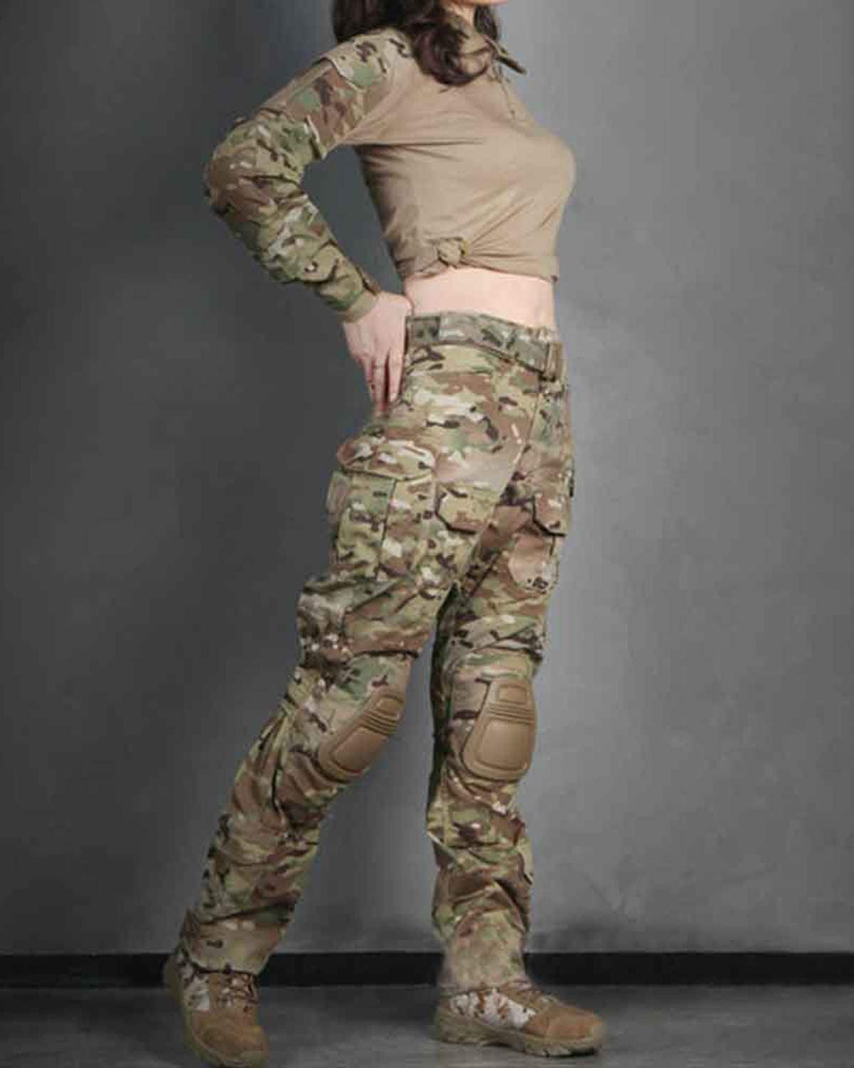 SINAIRSOFT Women's Tactical Shirt & Pants Set with Pads - Gen3 Combat Uniform for Airsoft, Paintball, Outdoor Training & Military Simulation - Durable BDU Outfit for Tactical Sports & Field Operations