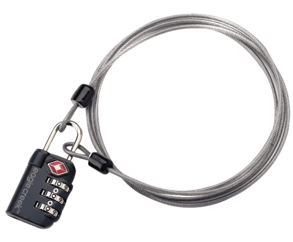 Eagle Creek 3-Dial TSA Approved Luggage Lock with Security Cable - Perfect for Travel, Backpacks & Suitcases