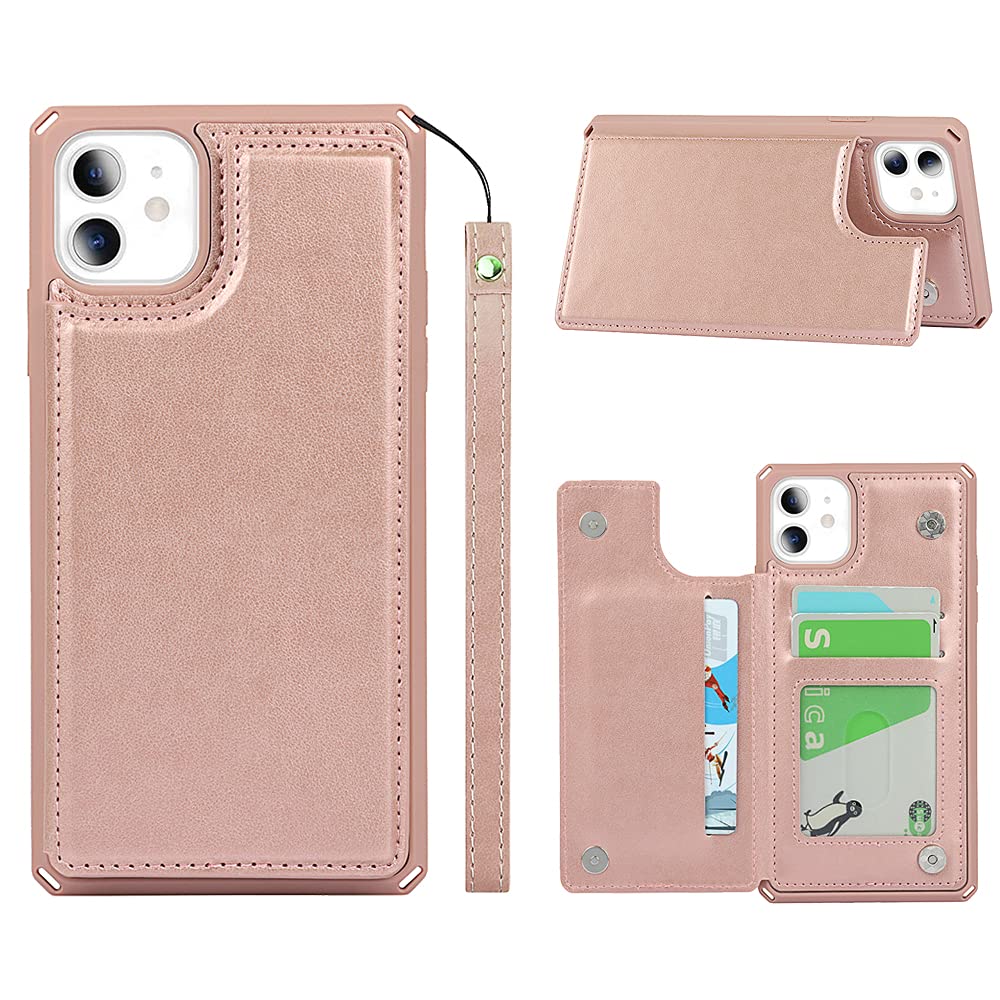 Premium Leather Shockproof iPhone 11 Case with Credit Card Holder & Wallet Slot - 6.1