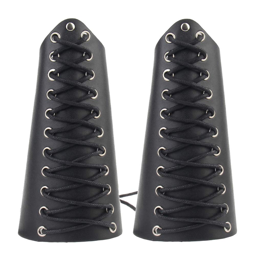 AZORA Genuine Leather Gauntlet Wristband - Medieval Bracers Armor Set with Buckle Closure (2-Piece) - Perfect for LARP, Cosplay & Renaissance Fairs