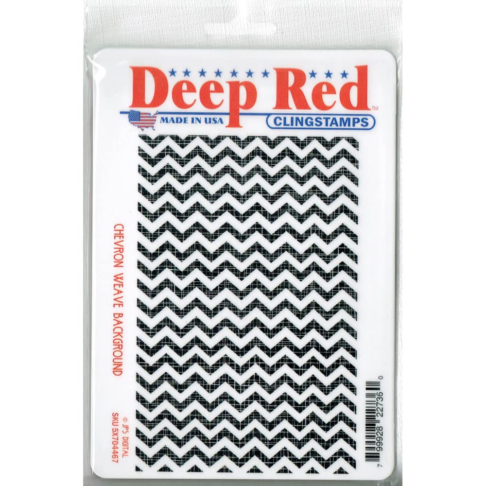 Deep Red Chevron Weave Rubber Cling Stamp for Scrapbooking, Card Making & DIY Crafts - Self-Adhesive Craft Stamp for Paper, Fabric & Wood Projects