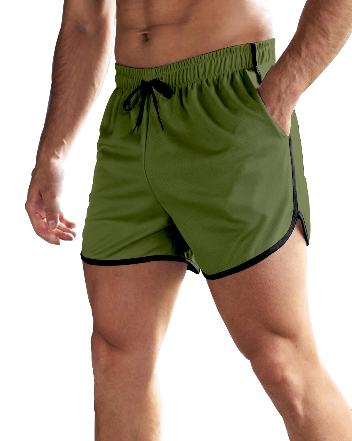 OEBLD Men's 3 Inch Running Shorts - Breathable Quick Dry Workout Athletic Shorts with Zipper Pockets for Gym, Jogging & Outdoor Sports