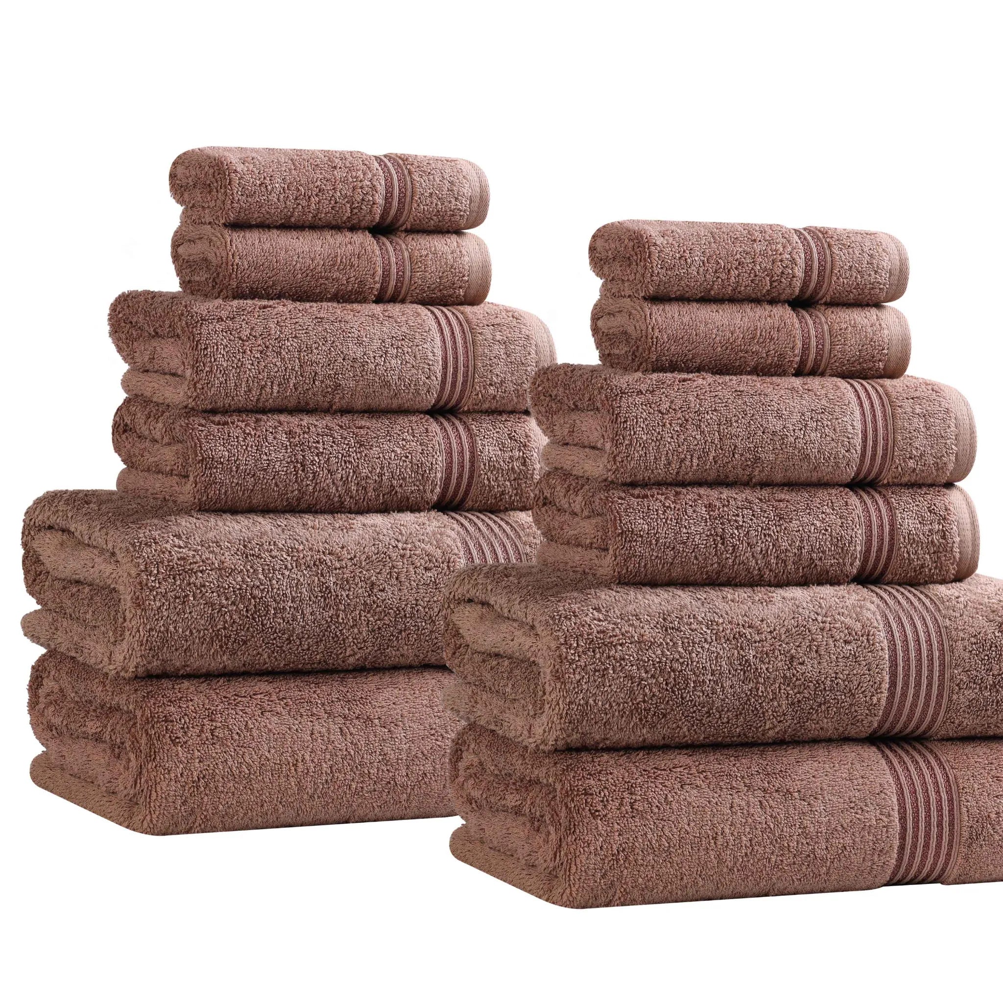 Premium 12-Piece Egyptian Cotton Towel Set - Ultra Soft, Highly Absorbent Bath & Beach Towels for Luxury Spa, Hotel, and Home Use