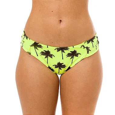 Neon Green Palm Trees Brazilian Wide Side Bikini Bottom - Sexy Swimwear for Women, High Waisted Cheeky Beach Bikini - Perfect for Pool Party, Vacation & Tropical Getaways