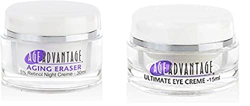**Age Advantage Anti-Aging Skincare Set - Wrinkle Reduction Day Cream 30ml & Retinol Night Cream with Emu Oil - Fights Wrinkles, Marionette Lines, Frown Lines - Perfect for Daily Skincare Routine & Nighttime Repair**