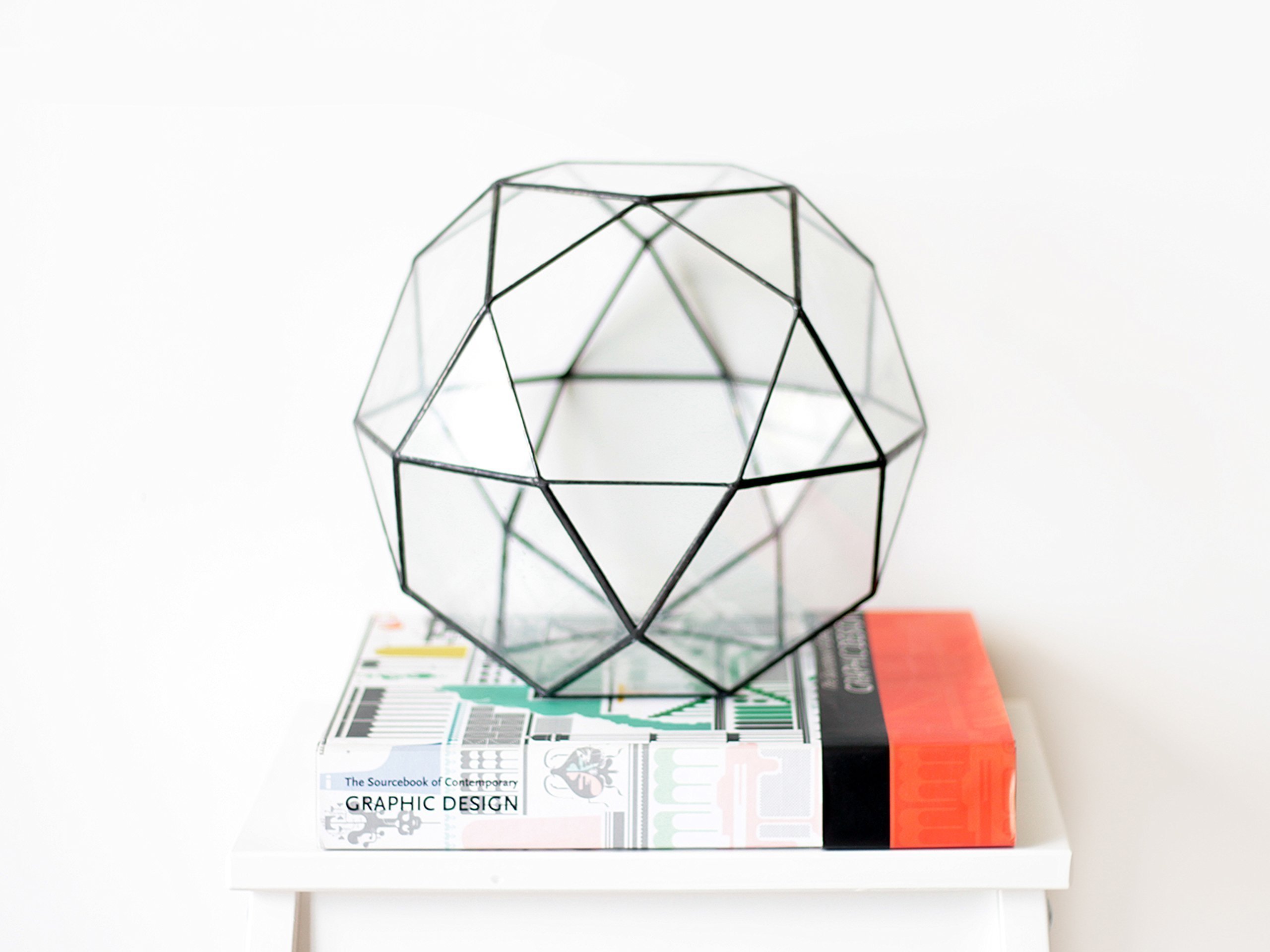 Geometric Glass Terrarium Planter for Indoor Plants - Large Icosidodecahedron Shape in Copper, Silver & Black - Modern Home & Office Decor for Succulents, Air Plants & Mini Gardens