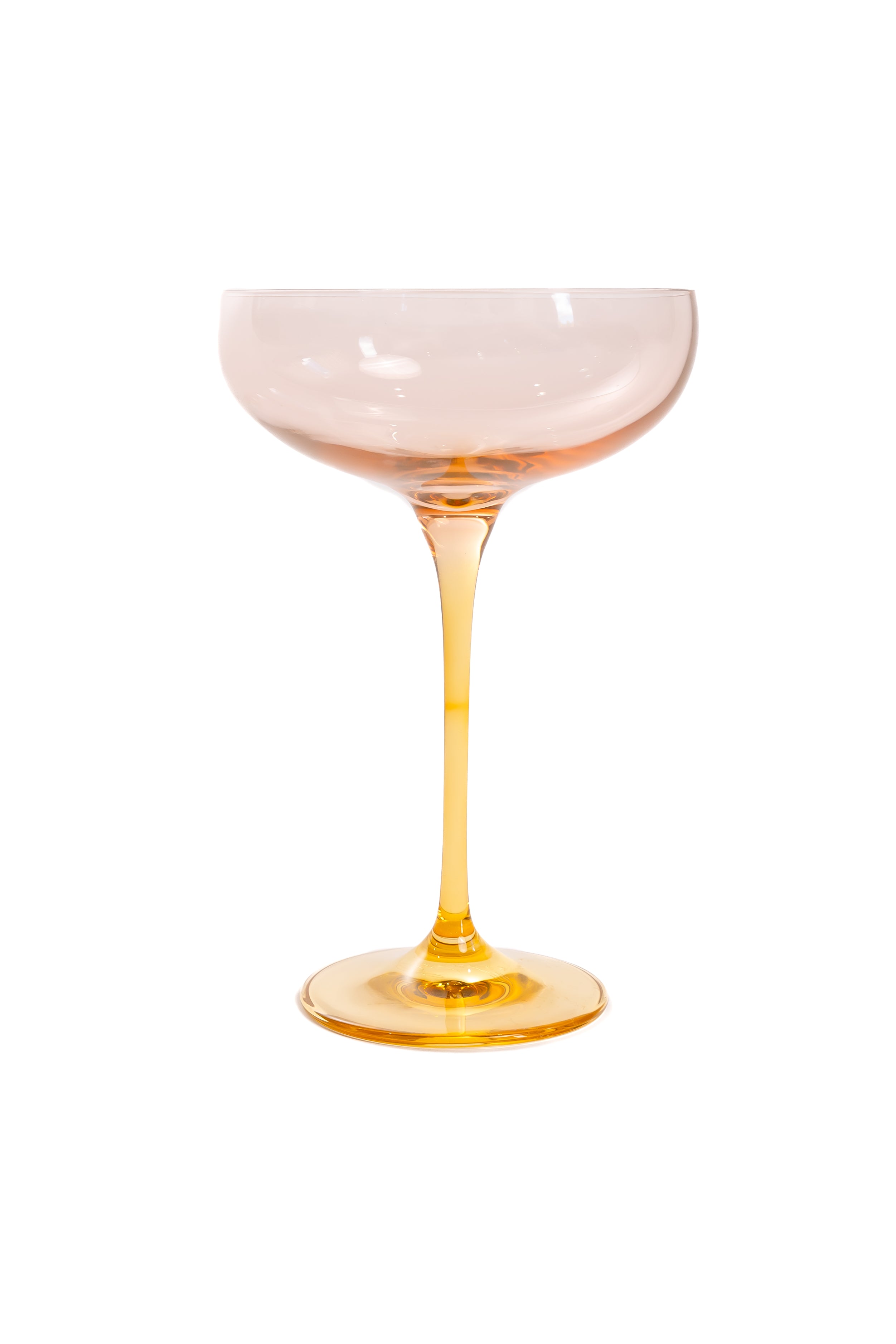 Estelle Colored Champagne Coupe Glass Set of 6 - Blush Pink & Yellow Colorblock Design for Wedding, Bridal Shower & Party Celebrations