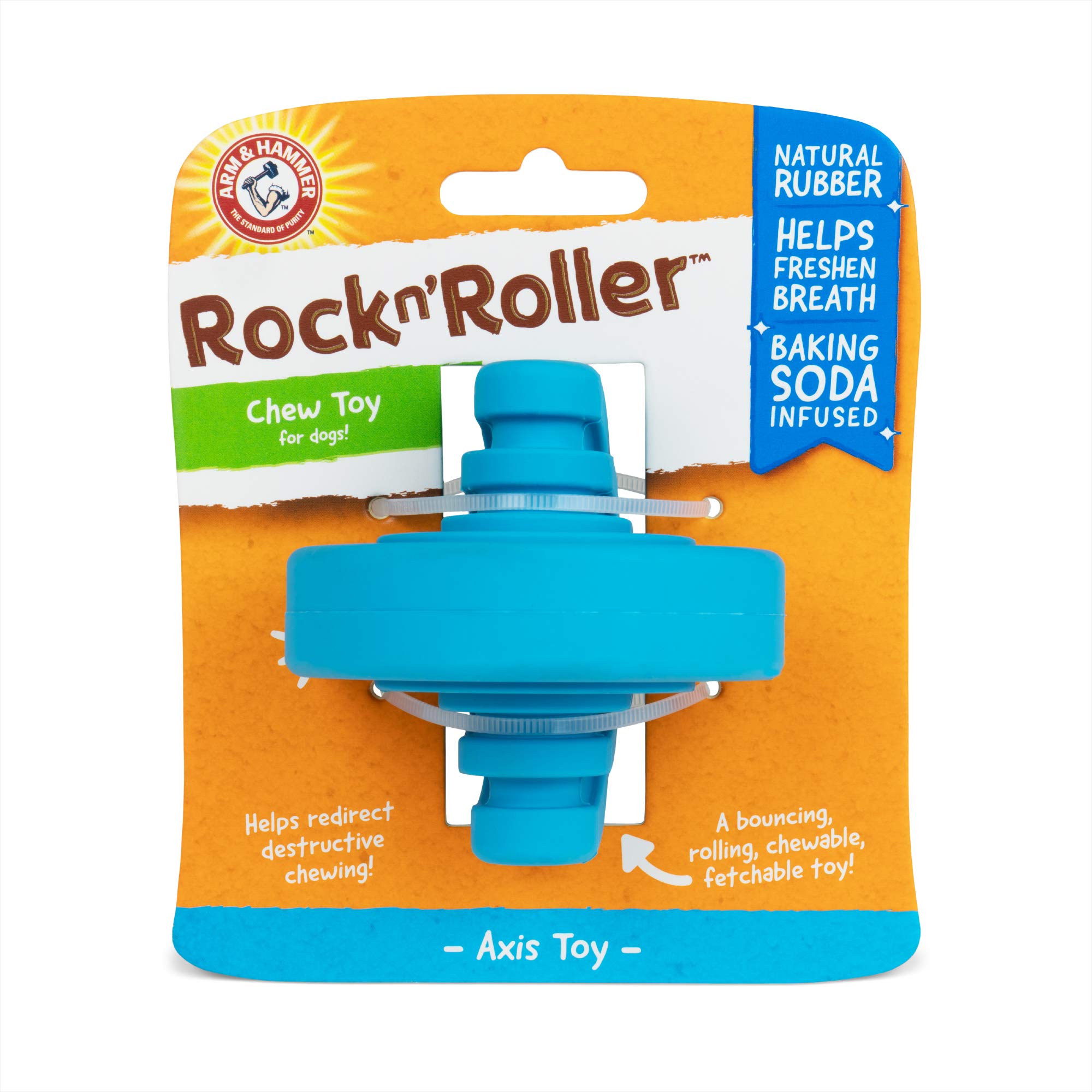 Arm & Hammer Rock N' Roller Rubber Chew Toy for Dogs - Durable, Bouncing, Rolling, Fetchable Dog Toy for Aggressive Chewers - Perfect for Indoor & Outdoor Play, Training, and Interactive Fun