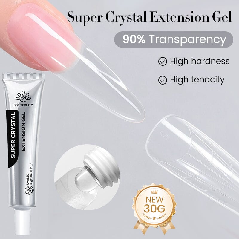 Super Crystal Extension Gel 30g - Professional Nail Extension Kit for Strong & Natural-Looking Nails - Perfect for Salon, Home Manicure & Special Occasions