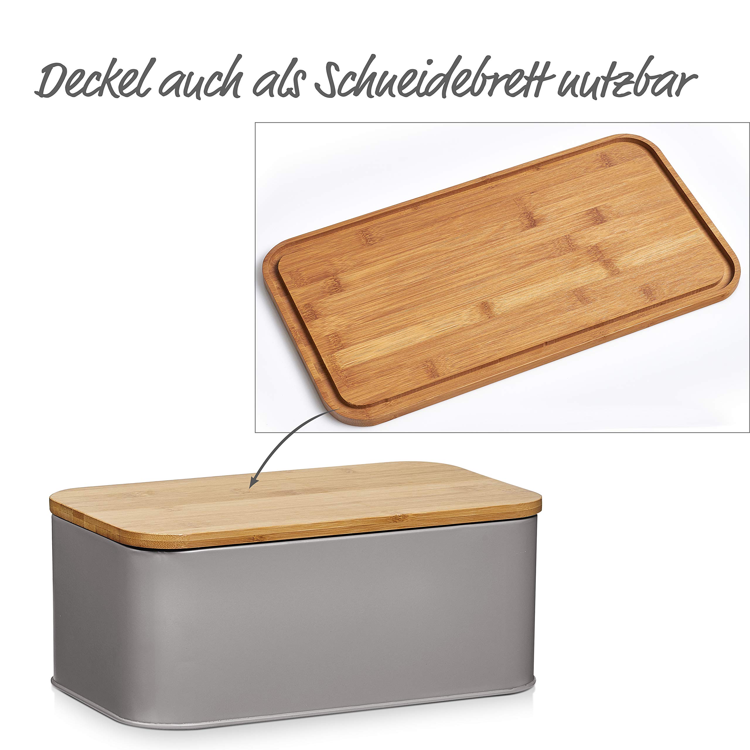 25371 Grey Bread Bin - Airtight Bread Storage Container for Kitchen Countertop, Pantry, or Dining Table - Keep Bread Fresh & Organized