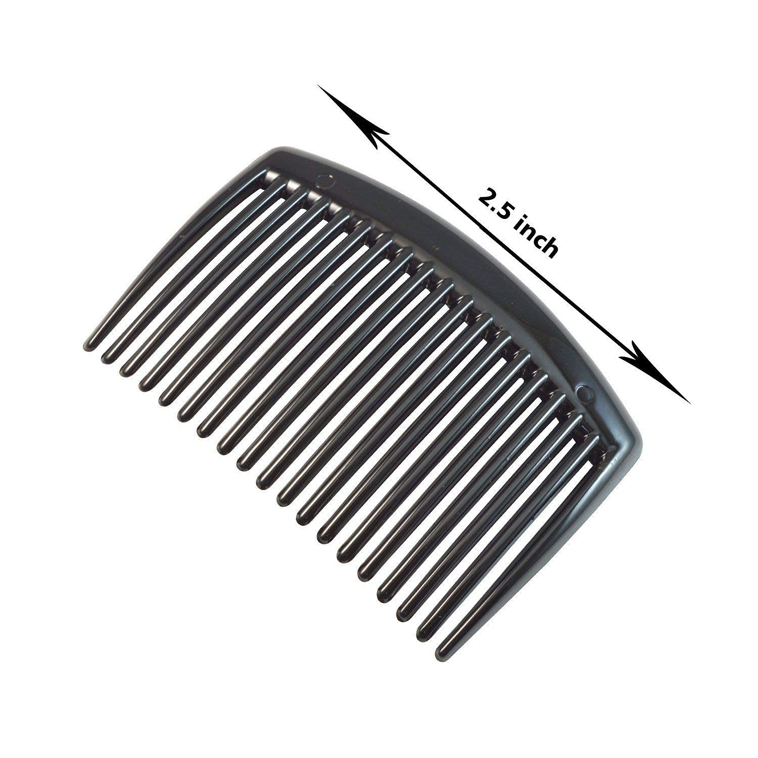 HP High Profile Black Plastic Hair Comb Slide Clip Hairpin - Side Combs for Women & Girls (Pack of 2) - Perfect for Updos, Ponytails & Styling