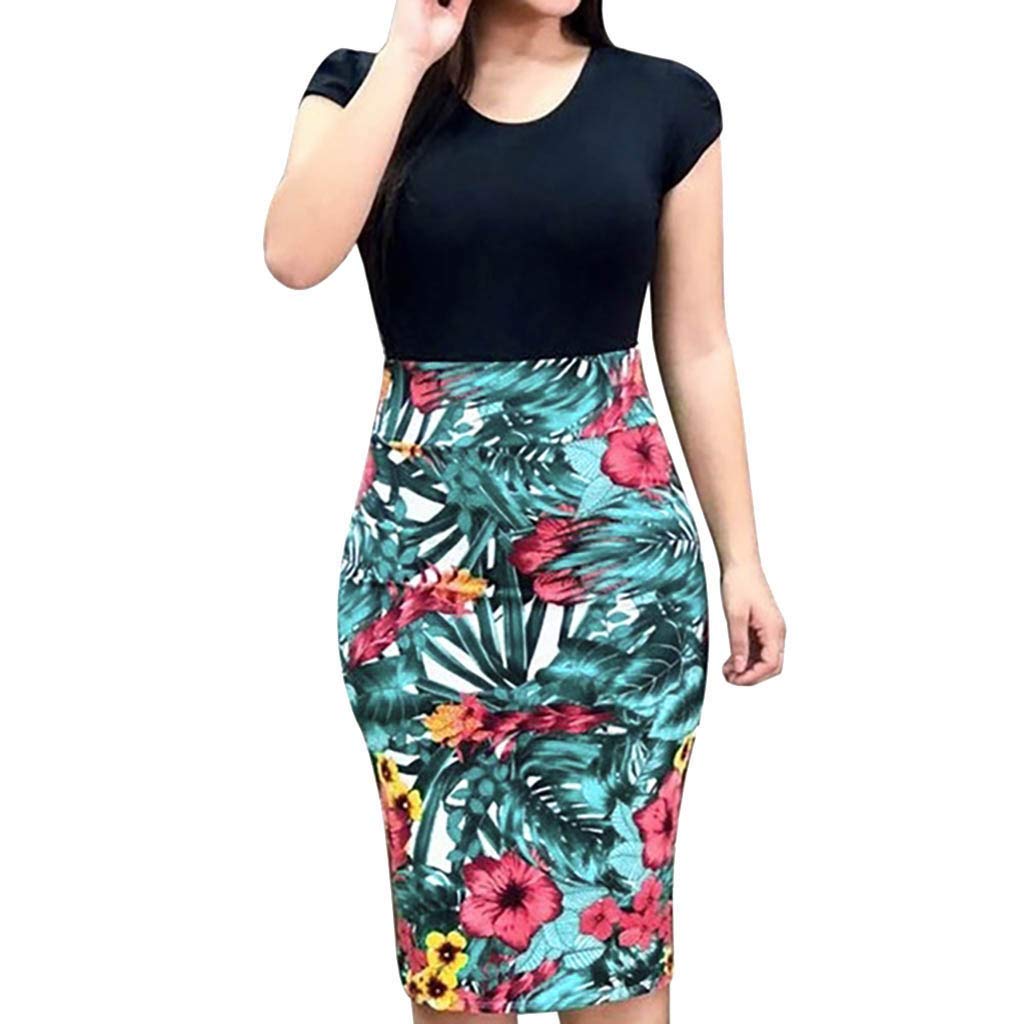 Sexy Floral Print Sleeveless O-Neck Sundress for Women - Black Summer Dress for Beach, Vacation & Casual Wear